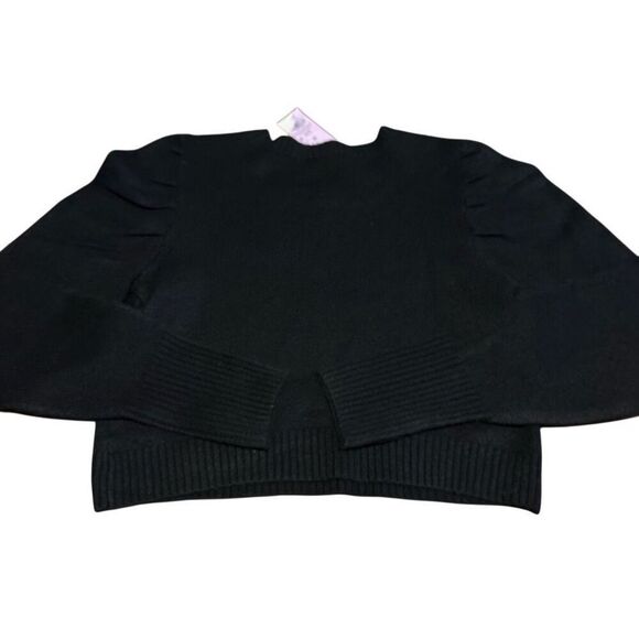 New Wild Fable Junior Women’s Black Puff Sleeve Cropped Stretch Black Sweater M - Picture 4 of 11